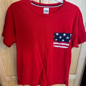 VS PINK American Flag Pocket Campus Tee